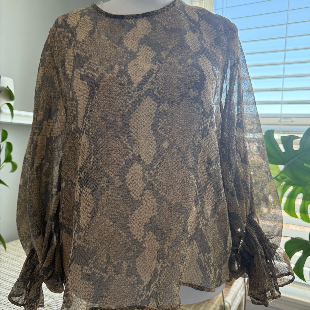 Zara Brown Snake Print Blouse